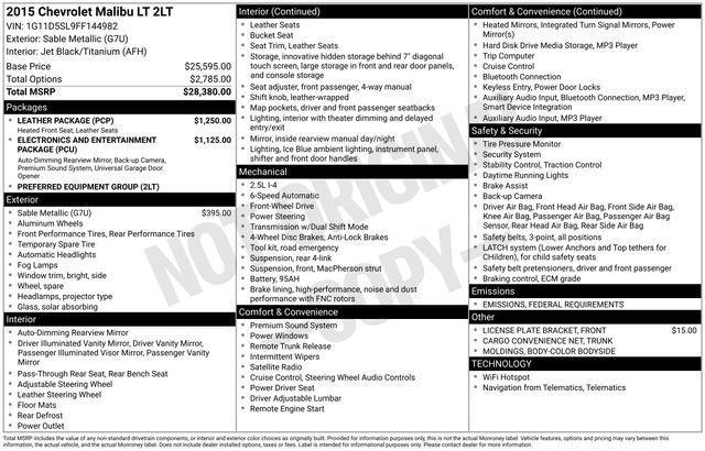 used 2015 Chevrolet Malibu car, priced at $9,315