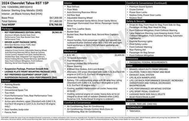 used 2024 Chevrolet Tahoe car, priced at $69,000