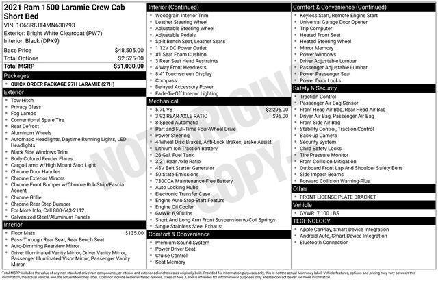 used 2021 Ram 1500 car, priced at $38,500