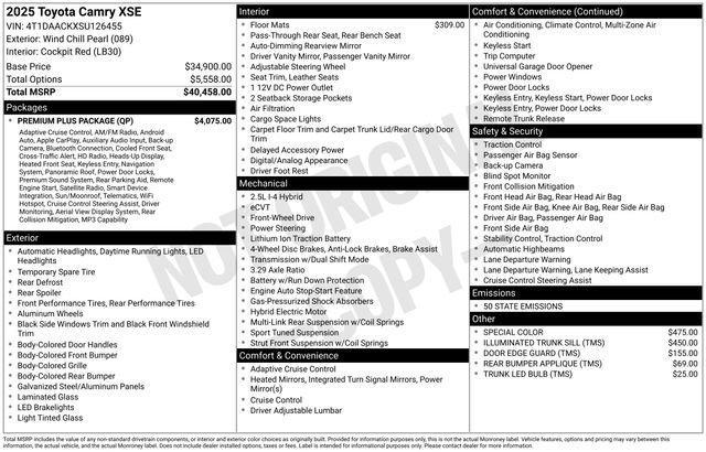 new 2025 Toyota Camry car, priced at $41,593