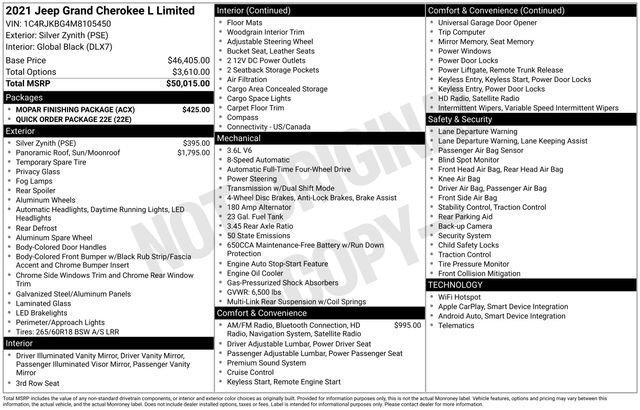 used 2021 Jeep Grand Cherokee L car, priced at $27,350