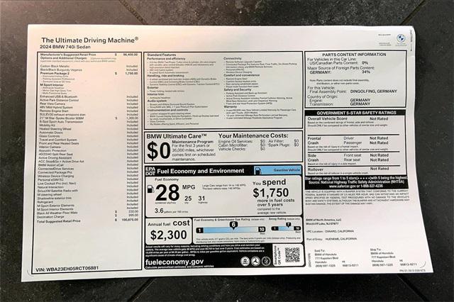 new 2024 BMW 740 car, priced at $100,675