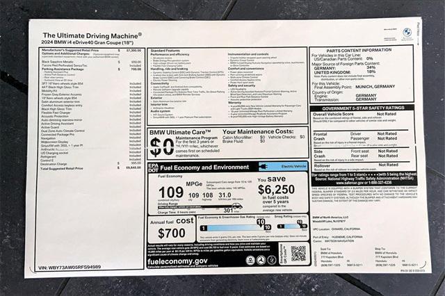 new 2024 BMW i4 Gran Coupe car, priced at $59,645