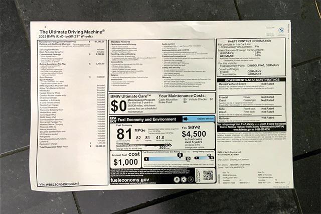 new 2025 BMW iX car, priced at $95,825