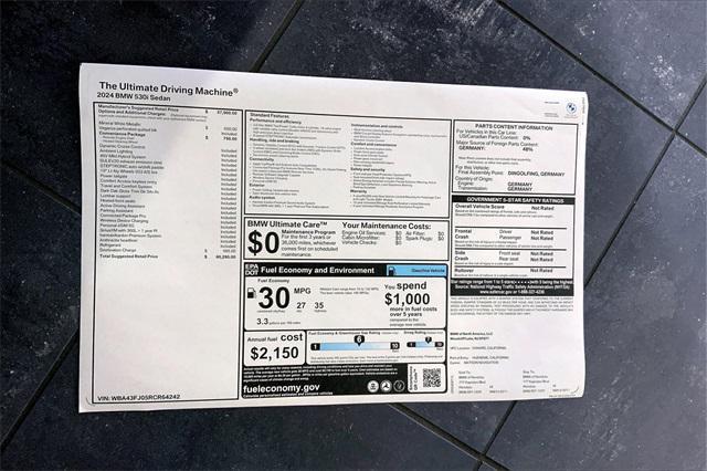 new 2024 BMW 530 car, priced at $60,295