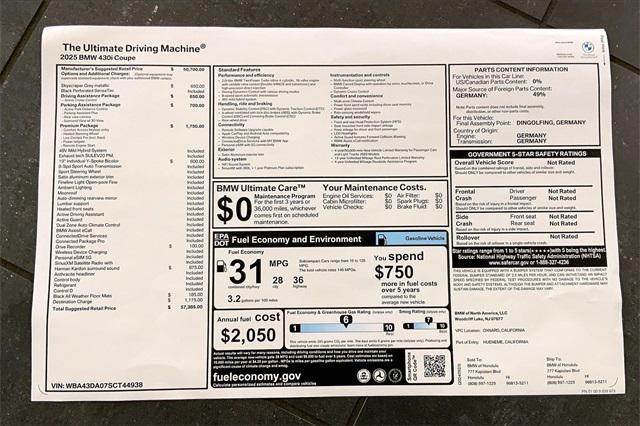 new 2025 BMW 430 car, priced at $57,385