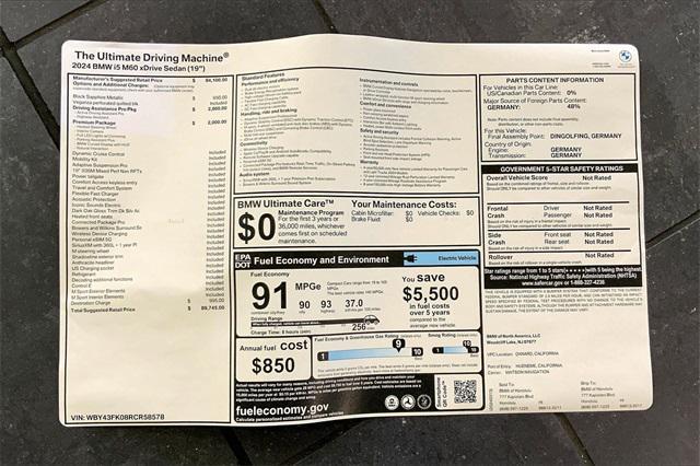 new 2024 BMW i5 car, priced at $89,745