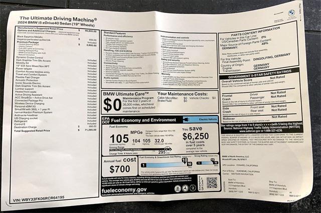 new 2024 BMW i5 car, priced at $71,295