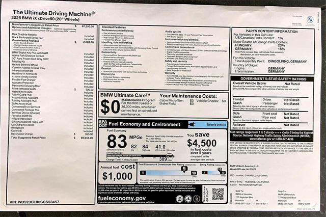 new 2025 BMW iX car, priced at $90,945