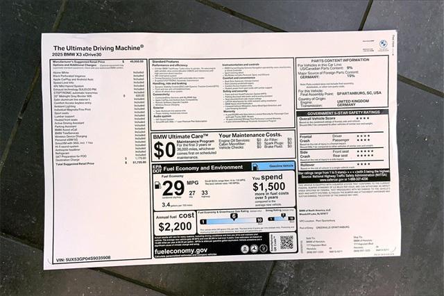new 2025 BMW X3 car, priced at $51,725
