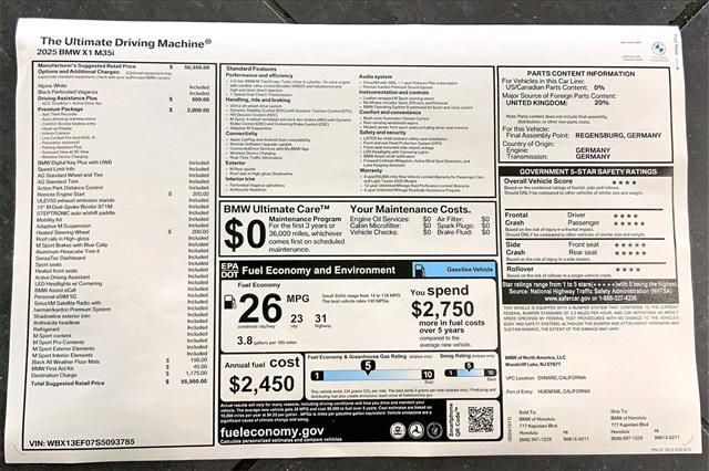 new 2025 BMW X1 car, priced at $55,560