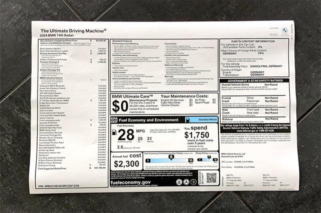 new 2024 BMW 740 car, priced at $107,795