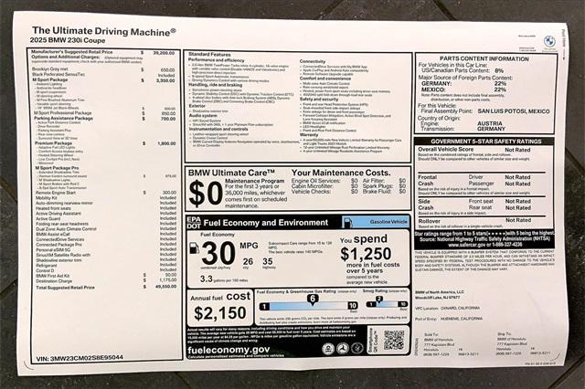 new 2025 BMW 230 car, priced at $49,550