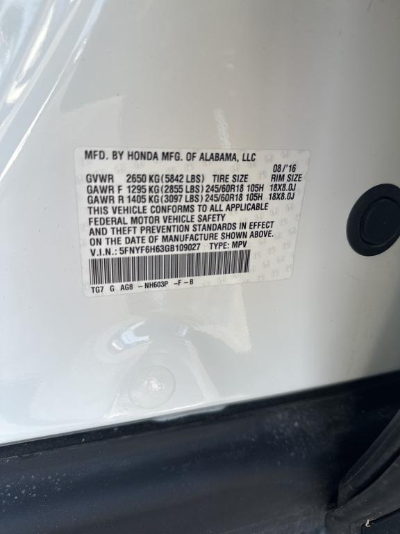 used 2016 Honda Pilot car, priced at $17,500