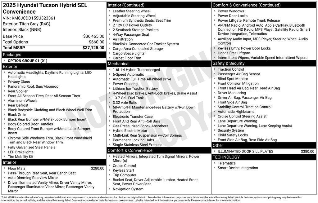 new 2025 Hyundai TUCSON Hybrid car, priced at $33,002