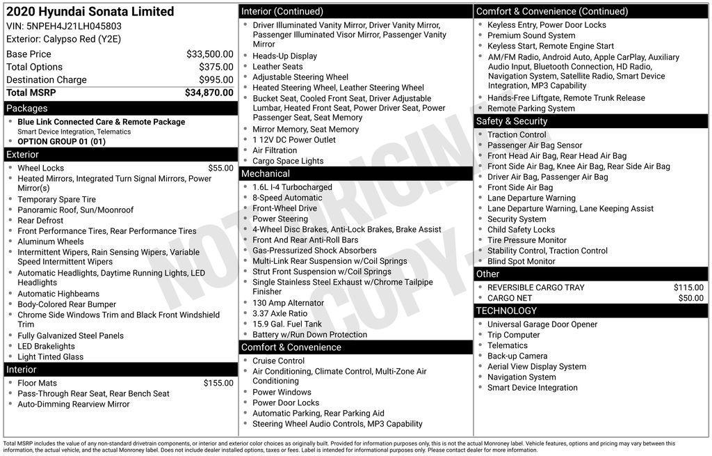 used 2020 Hyundai Sonata car, priced at $16,987