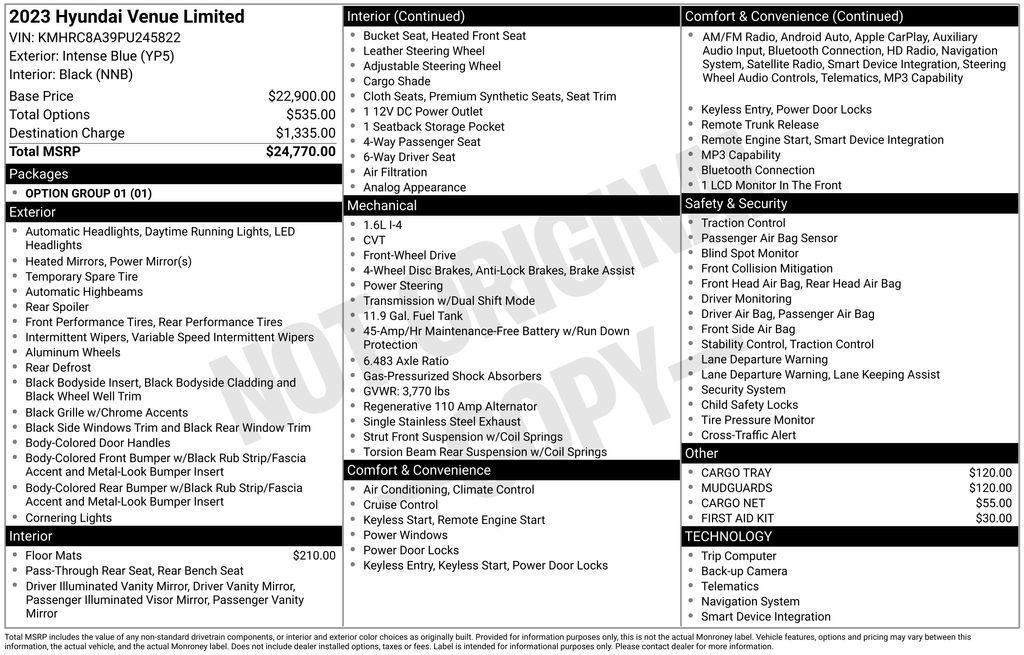 used 2023 Hyundai Venue car, priced at $17,759