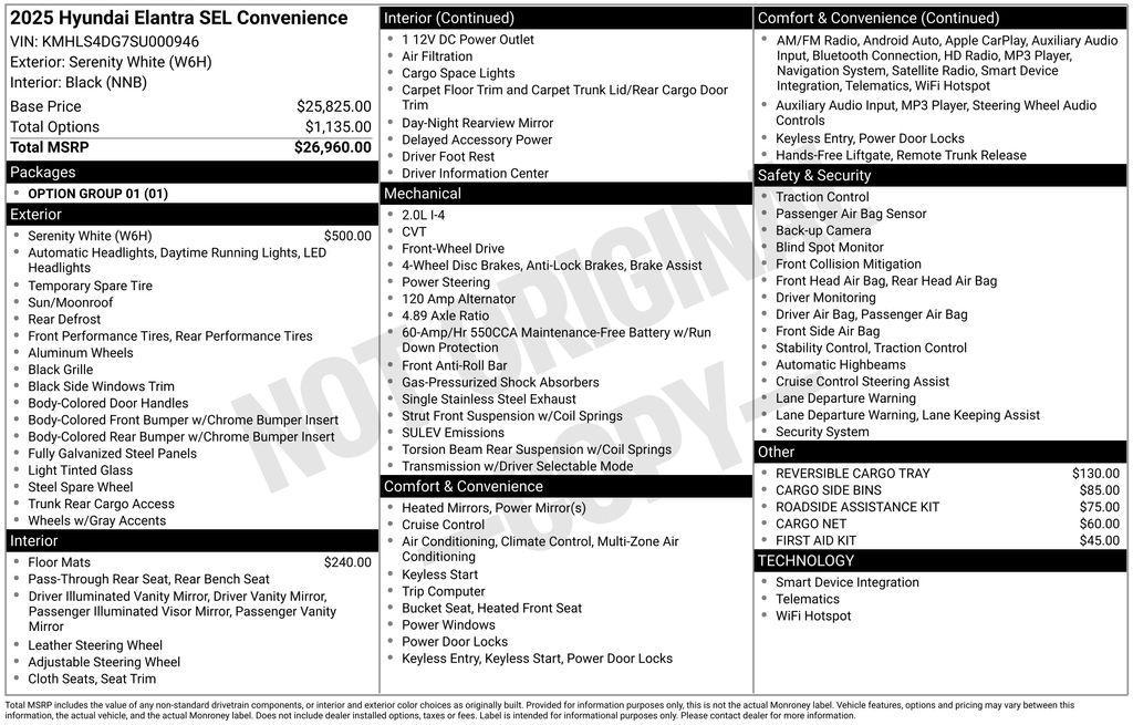 new 2025 Hyundai Elantra car, priced at $25,049