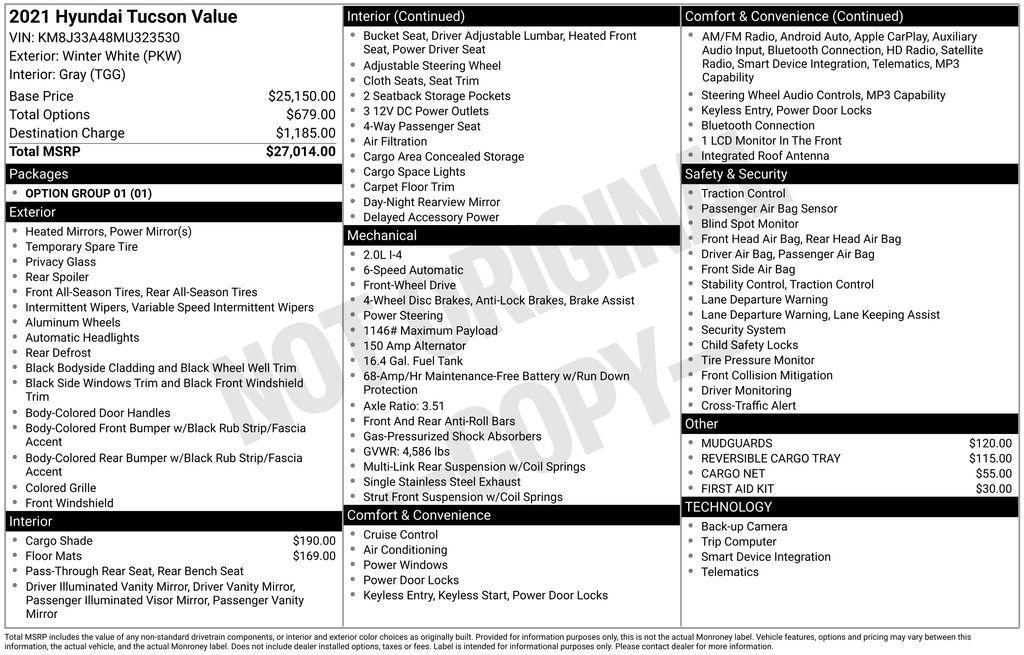 used 2021 Hyundai Tucson car, priced at $15,832
