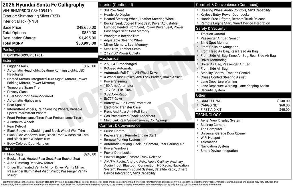 new 2025 Hyundai Santa Fe car, priced at $41,932