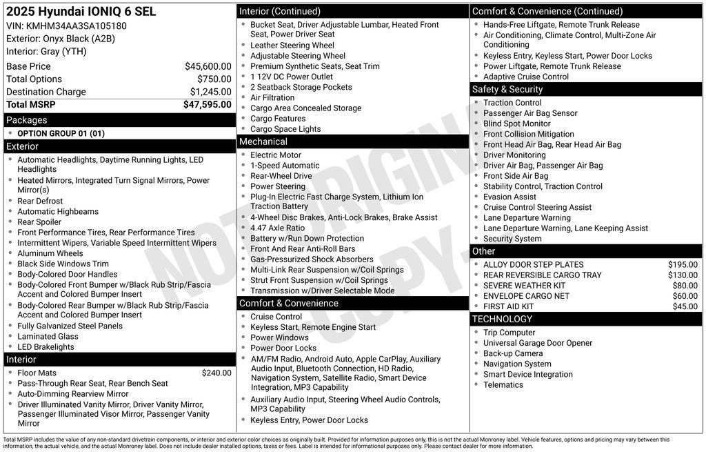 new 2025 Hyundai IONIQ 6 car, priced at $36,968