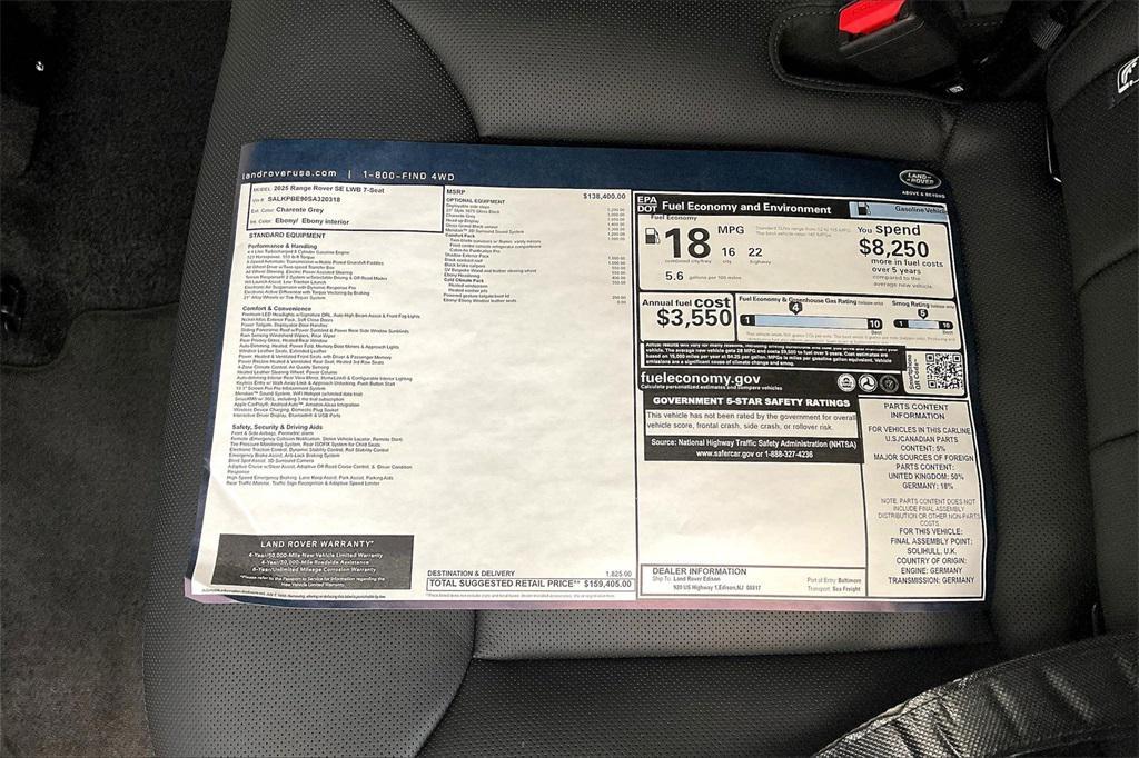 new 2025 Land Rover Range Rover car, priced at $159,405