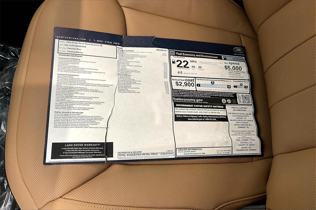 new 2025 Land Rover Range Rover Sport car, priced at $108,575