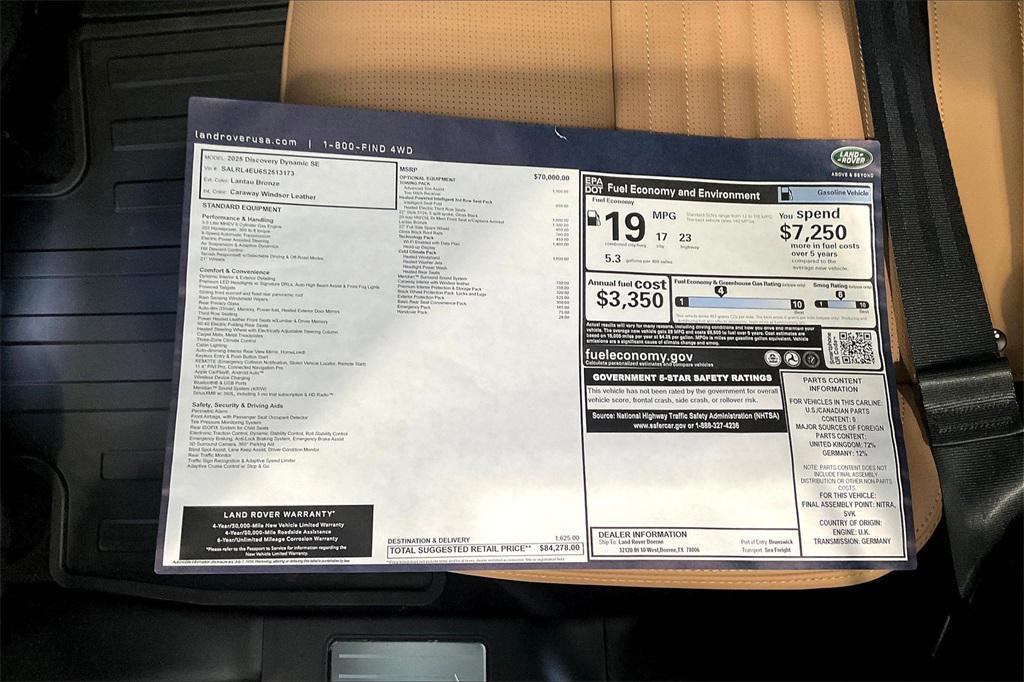 new 2025 Land Rover Discovery car, priced at $80,900