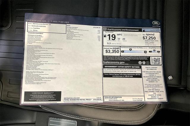 new 2025 Land Rover Discovery car, priced at $75,528