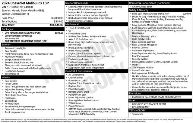 used 2024 Chevrolet Malibu car, priced at $25,000
