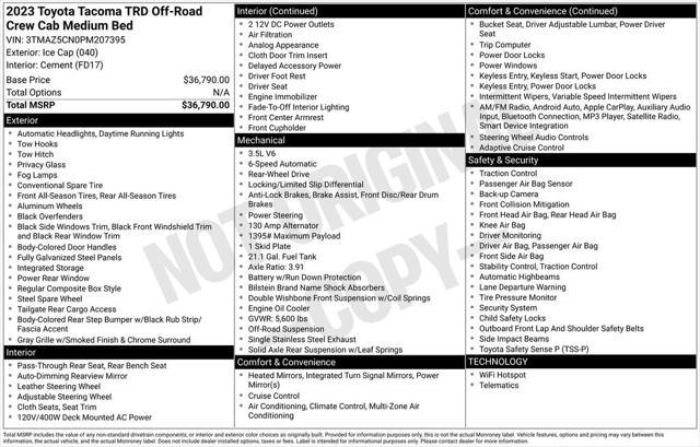 used 2023 Toyota Tacoma car, priced at $39,000