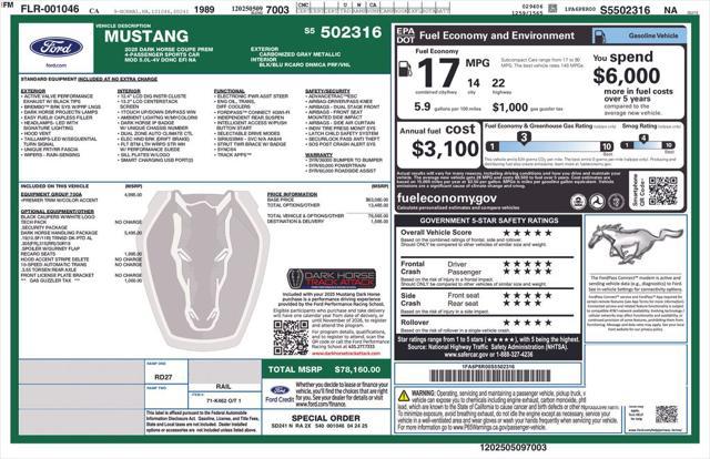new 2025 Ford Mustang car, priced at $85,660