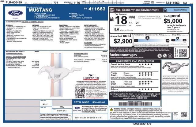 new 2025 Ford Mustang car, priced at $46,314