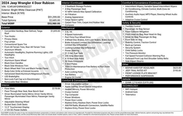 used 2024 Jeep Wrangler car, priced at $48,500