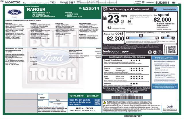 new 2025 Ford Ranger car, priced at $34,315