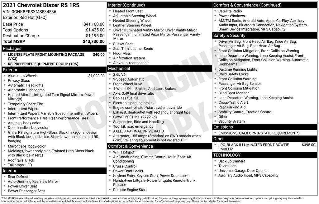 used 2021 Chevrolet Blazer car, priced at $20,948