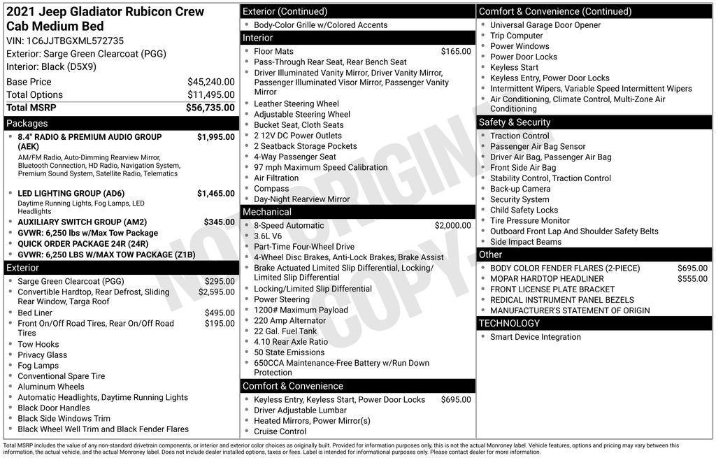 used 2021 Jeep Gladiator car, priced at $35,250