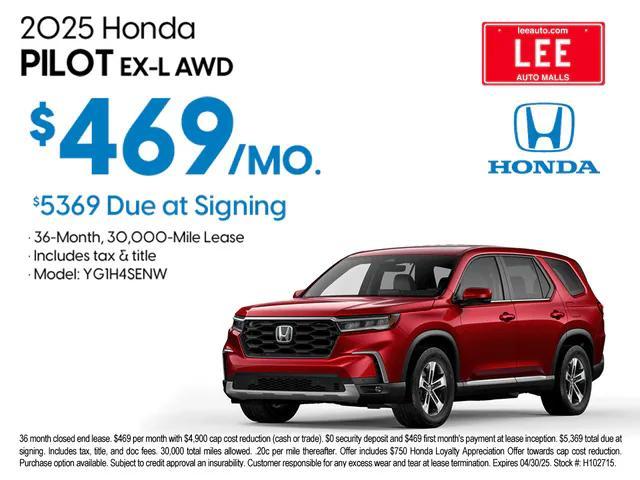 new 2025 Honda Pilot car, priced at $52,950