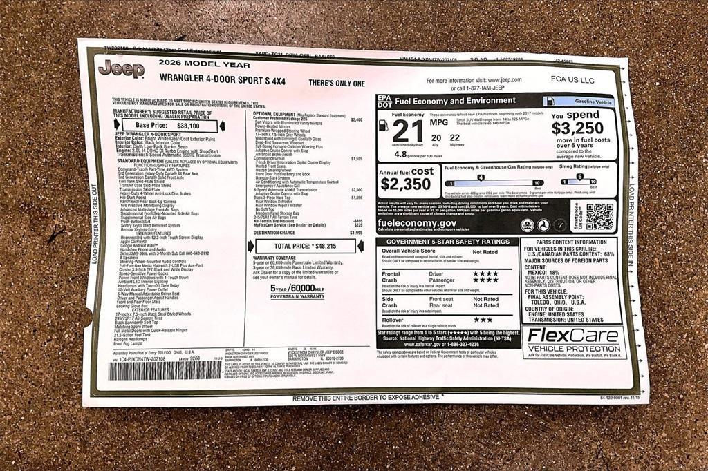 new 2026 Jeep Wrangler car, priced at $48,215