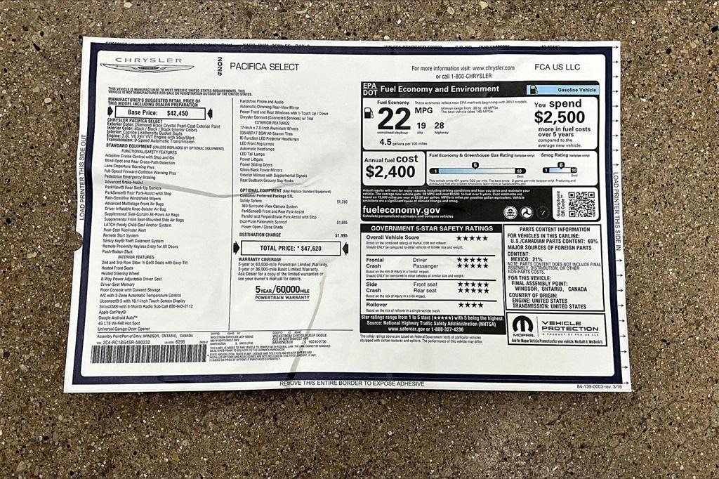 new 2025 Chrysler Pacifica car, priced at $38,490