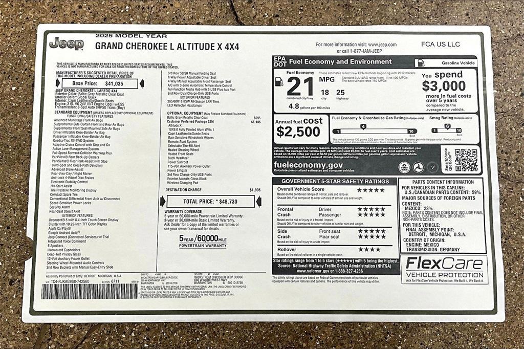 new 2025 Jeep Grand Cherokee L car, priced at $44,176