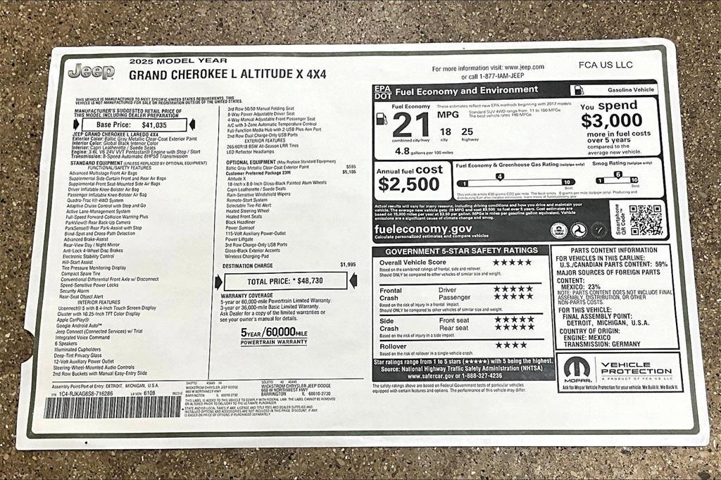 new 2025 Jeep Grand Cherokee L car, priced at $41,451