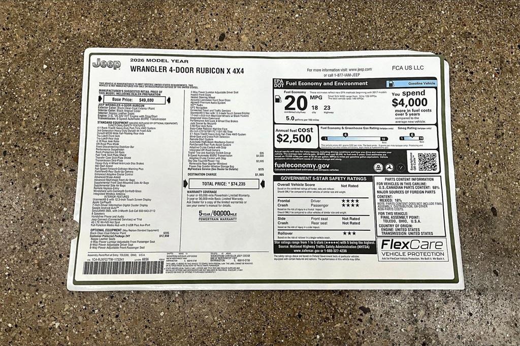 new 2026 Jeep Wrangler car, priced at $63,588