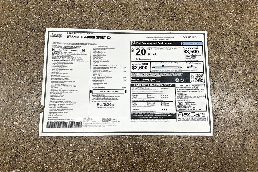 new 2025 Jeep Wrangler car, priced at $38,398