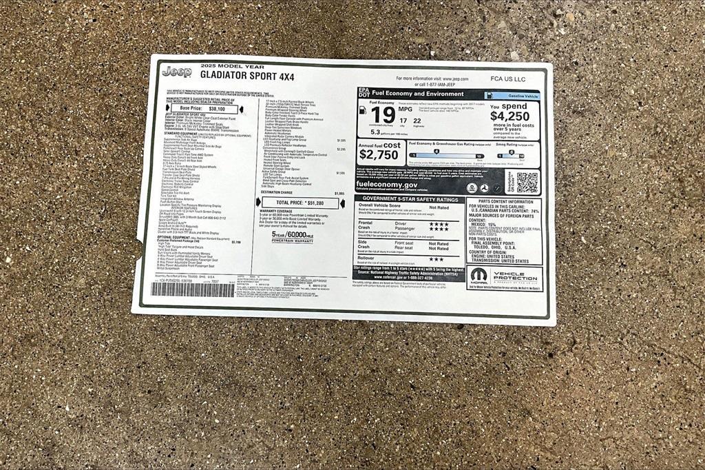 new 2025 Jeep Gladiator car, priced at $43,322