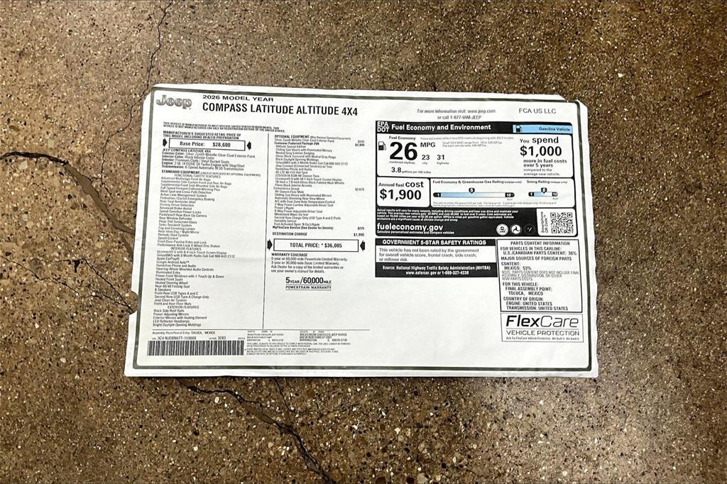 new 2026 Jeep Compass car, priced at $31,608