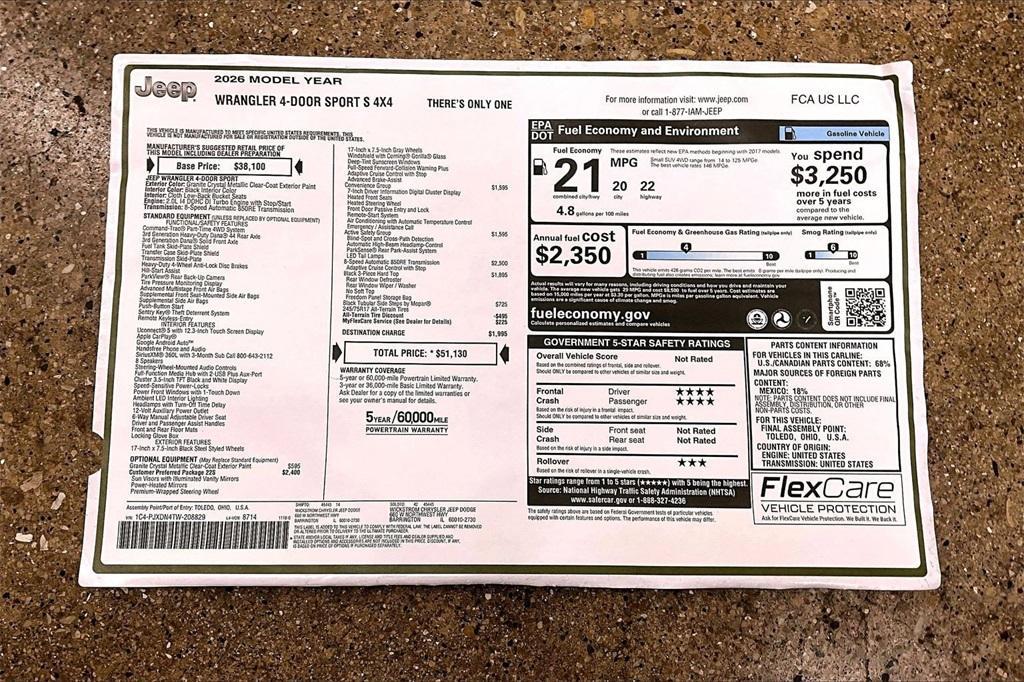 new 2026 Jeep Wrangler car, priced at $51,130