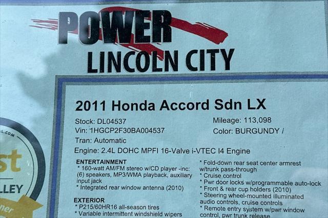 used 2011 Honda Accord car, priced at $9,995