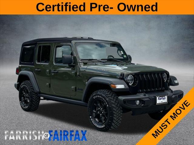 used 2021 Jeep Wrangler car, priced at $28,000