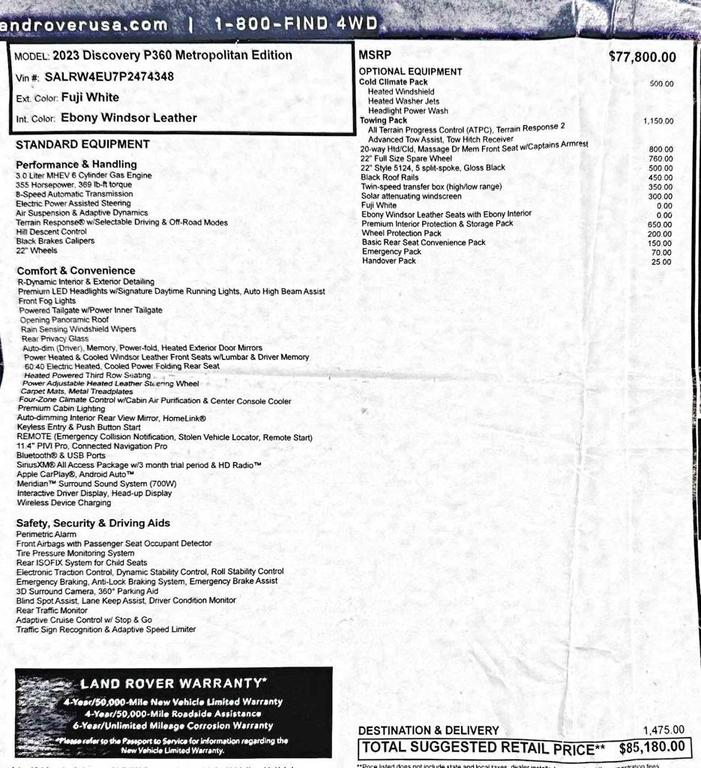 used 2023 Land Rover Discovery car, priced at $49,980